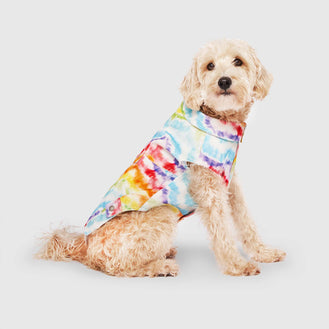 Downtown Denim Vest in Rainbow Tie Dye, Canada Pooch Dog Vest