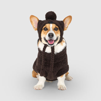 Polar Pom Pom Dog Hat in Espresso, Canada Pooch Dog Hat || color::espresso