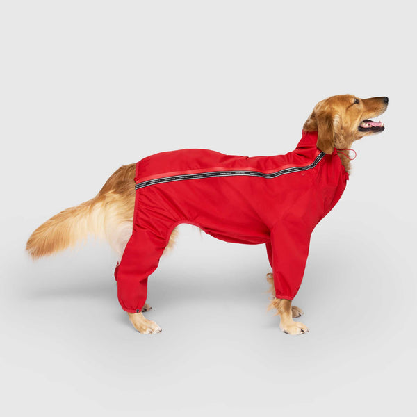 Slush Suit in Red, Canada Pooch Dog Suit|| color::red|| size::24|| name:: Nala the Golden Retriever|| weight::60