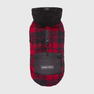 Cool Factor Dog Hoodie in Red Plaid, Canada Pooch Dog Sweater || color::red-plaid|| size::na