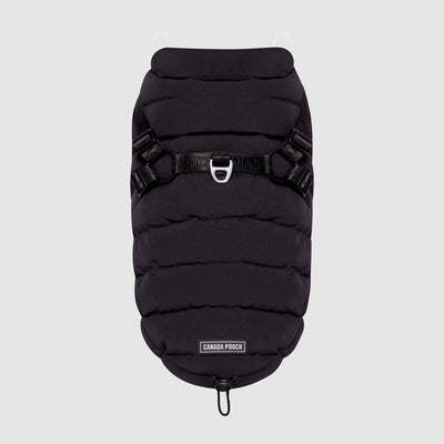 Harness Puffer in Black, Canada Pooch, Dog Parka|| color::black|| size::na