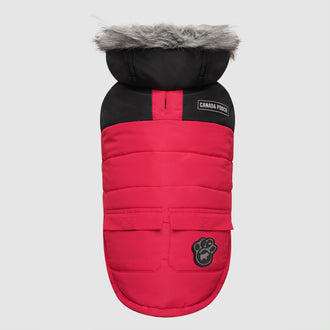 The True North Dog Parka in Red, Canada Pooch || color::red || size::na